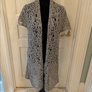 Eileen Fisher Silver Open Knit Sweater